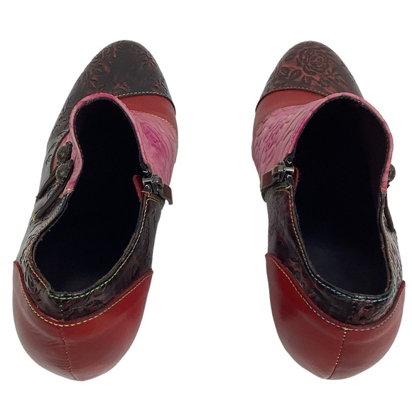 L’ Artiste by Spring Step Embossed Leather Side Zip Booties - Picture 5 of 12